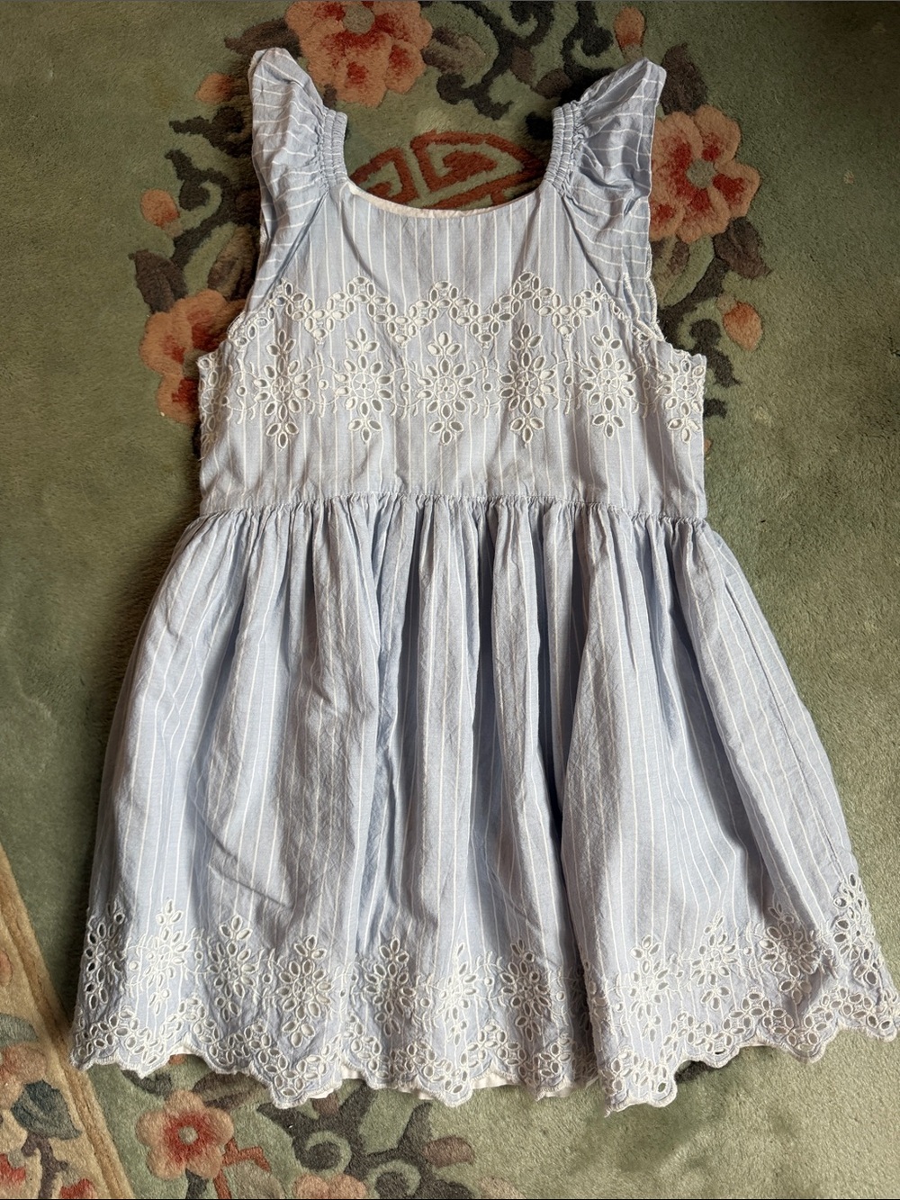 BabyGAP Eyelet Dress - size 5 - light blue & white stripe
